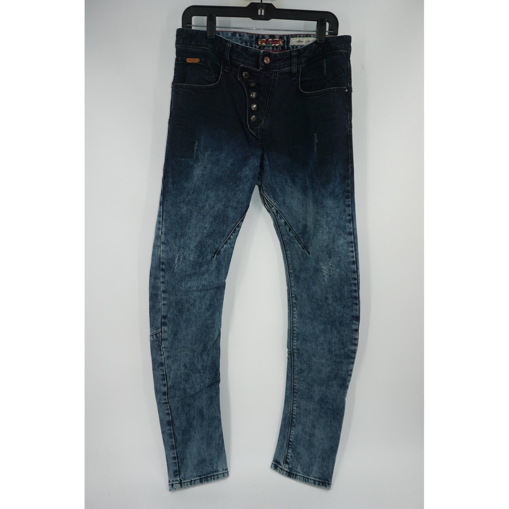 Cipo & Baxx Jeans Blue Slim Tapered Acid Wash Stretch Denim CD155 Men's 30x34
